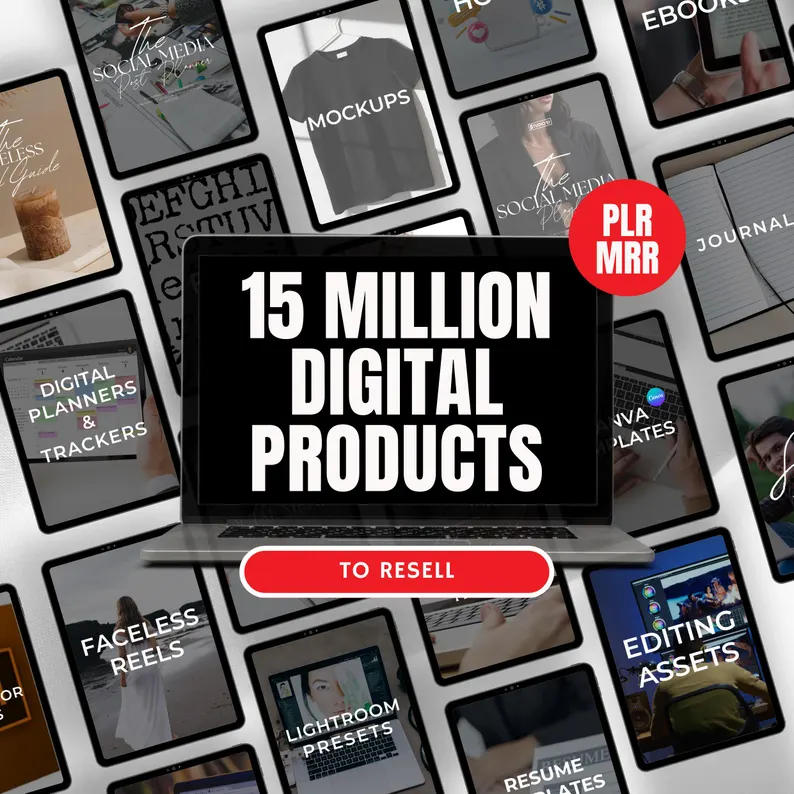 15+ Million Resell Digital Products Bundle Ideal for Passive Income, Featuring Private Label Rights & Master Resell Rights (MRR) (PLR)